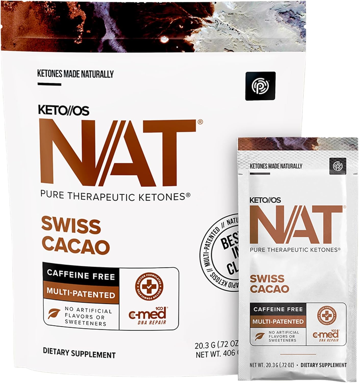 Keto//OS NAT Swiss Cacao Caffeine Free Exogenous Ketones