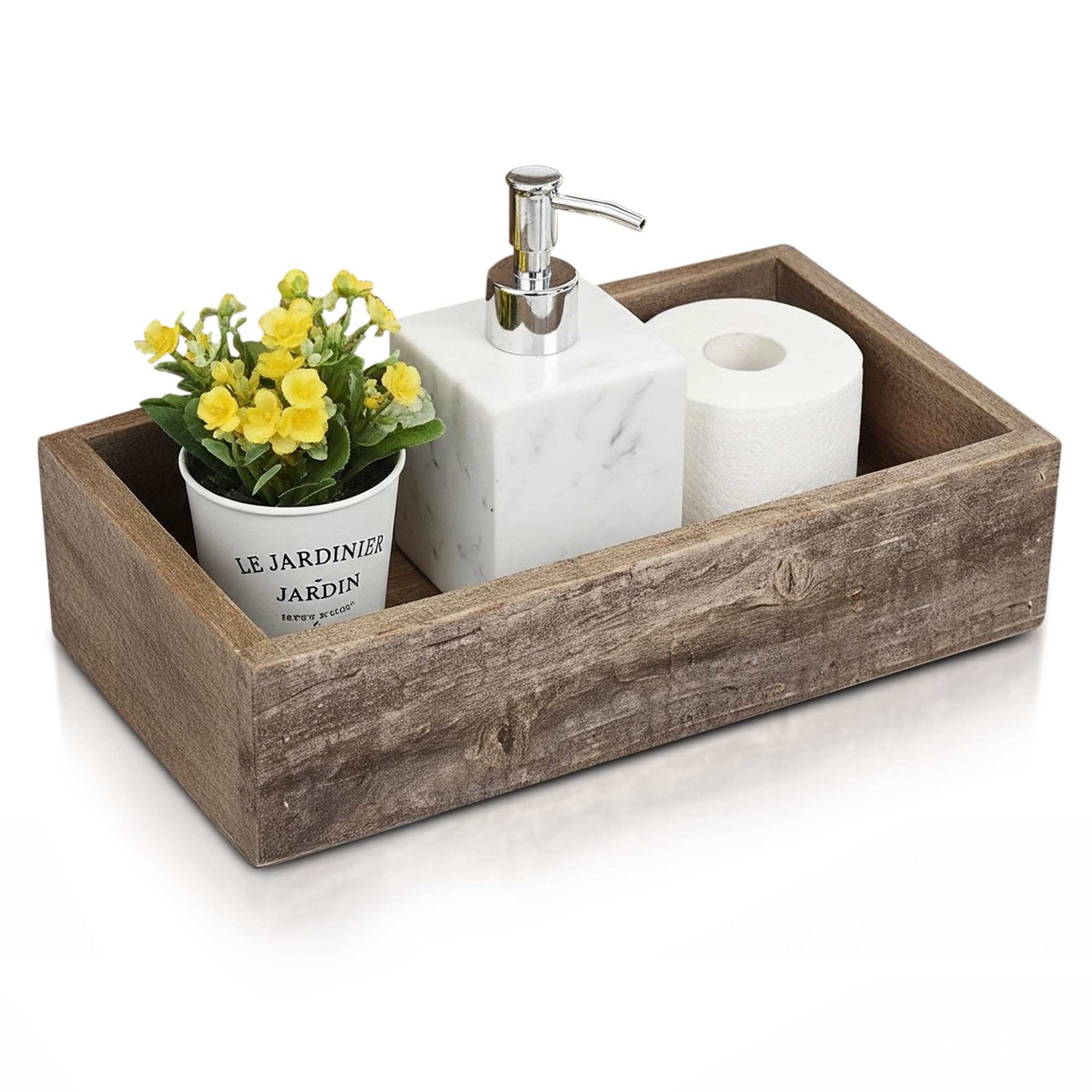 Small Wooden Planter Box – Rustic 1-Pack Wood Window Planter Box Set for Centerpieces & Storage – Durable Wooden Boxes for Decor - Perfect Toilet