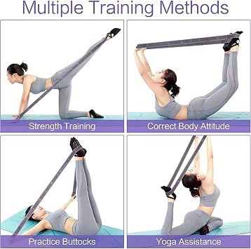 Xspring Esneme Kayışı, Elastik Yoga Esneme Kayışı, 9 İlmekli Yoga Kayışı, Fizik Tedavi, Pilates, Dans ve Jimnastik için Esneme Bandı