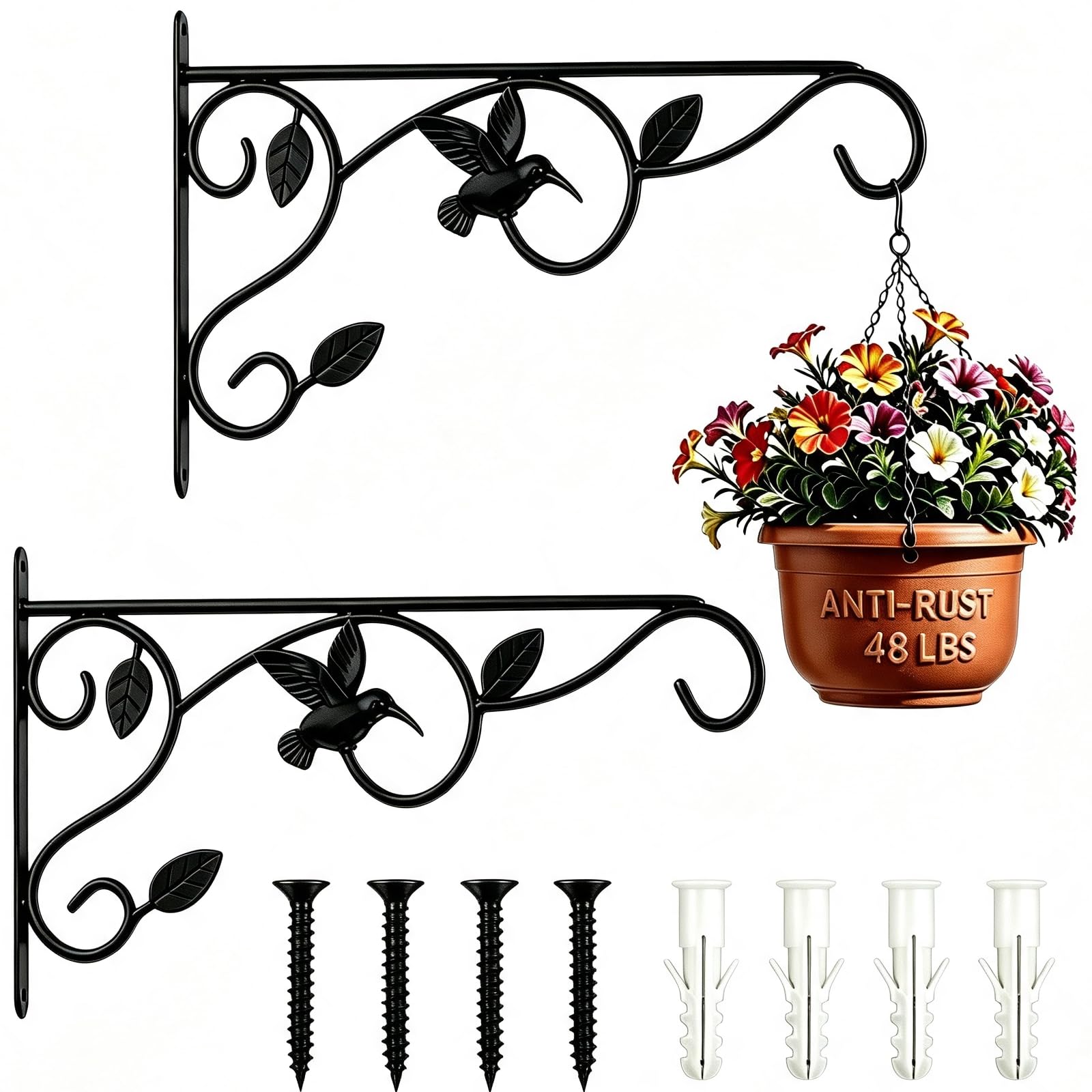 Photo 1 of 12 Inch 2 Pack Heavy-Duty Metal Plant Hanger Hooks for Wall,Outdoor/Indoor