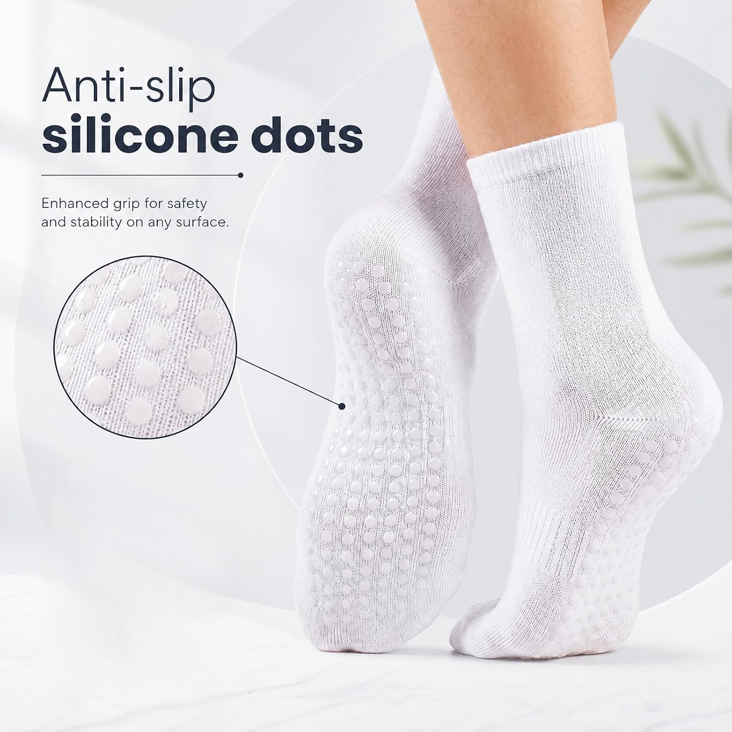 Unittype 4 Pairs Eczema Moisturizing Socks for Men Women Non-Slip Silicone Soft Breathable Cotton Cracked Foot Eczema Socks for Dry Feet Overnight Wet Wrap Non Itch Soft Feet