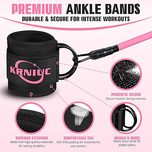 Miniatura 4 de Ankle Resistance Bands with Cuffs, Resistance Bands for Working Out, Home Gym Workout Equipment for Women, Pilates Exercise, Hip, Leg, Glute Ankle