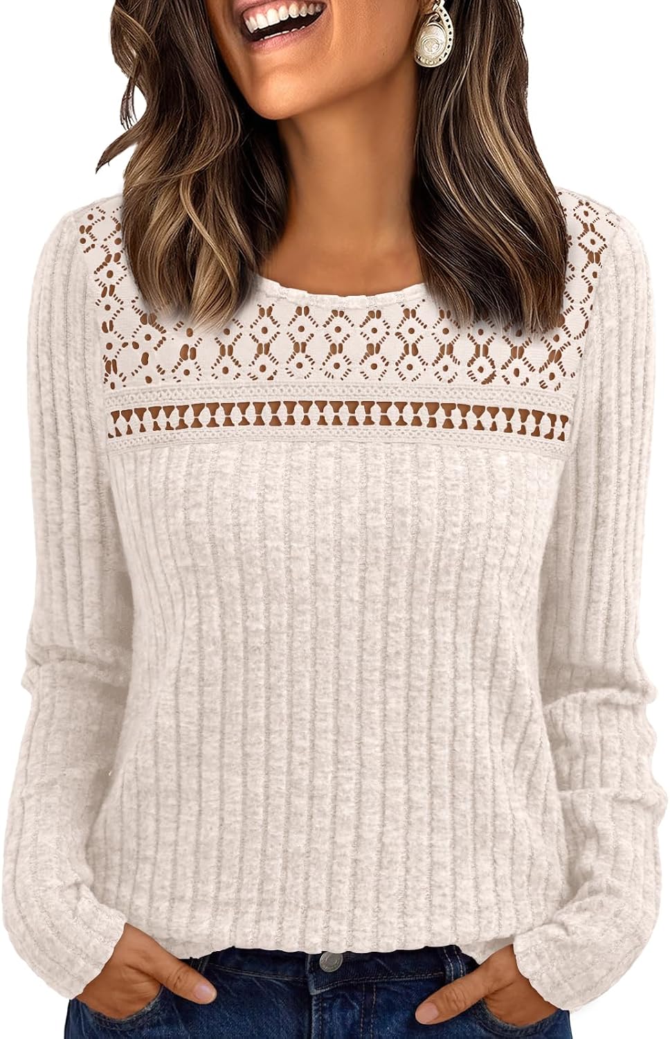 LILLUSORY Womens Long sleeve Sweaters Shirts Fall Tops