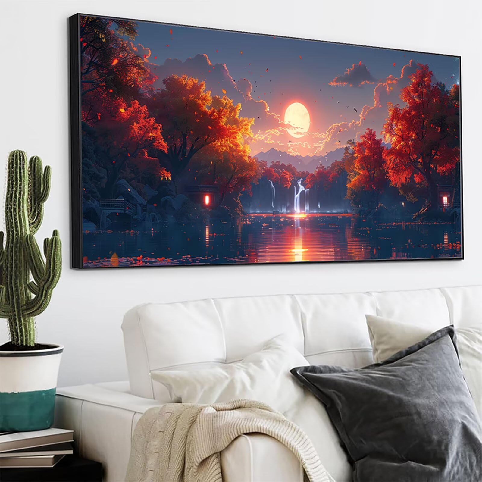 Diamond Painting Duży Zachód Słońca, 5D Diamentowe Malowanie Dorosłych Rzeka, DIY Haft Krzyżowy Haft Kryształowy Zestaw Sztuk, Diamentowe Malowanie Rzemiosła Dla Dorosłych, Dekoracja Domu Prezent
