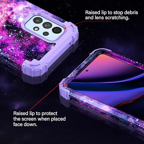 Miniatura 4 de Casetego Funda compatible con Galaxy A53 5G, diseño floral de tres capas, resistente, resistente, a prueba de golpes, funda protectora de cuerpo
