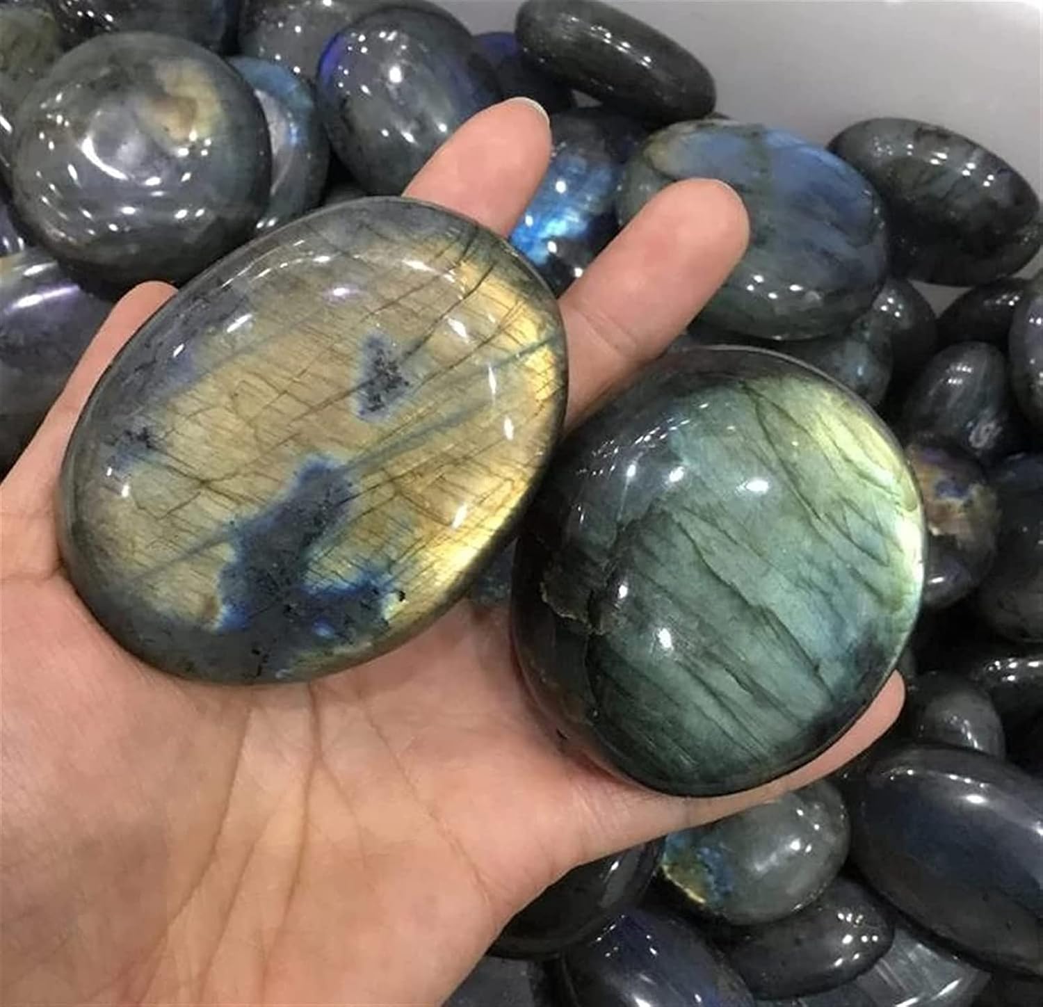 天然水晶の原石 鉱物 石 1 ピース 天然標本 派手なラブラドライト 小石 ヤシの石 水晶石 装飾 ドロー (Size : 100-