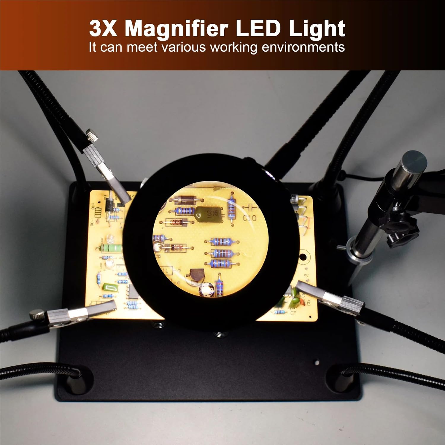 Terza Mano Per Saldatura,Terza Mano,Tavolo Da Saldatura Con Luce,Con Lampada Di Ingrandimento a Led 6x,Con Lampada Di Ingrandimento a Led 6x,Adatto a Saldatori, Gioiellieri e Artigiani Del Fai Da Te