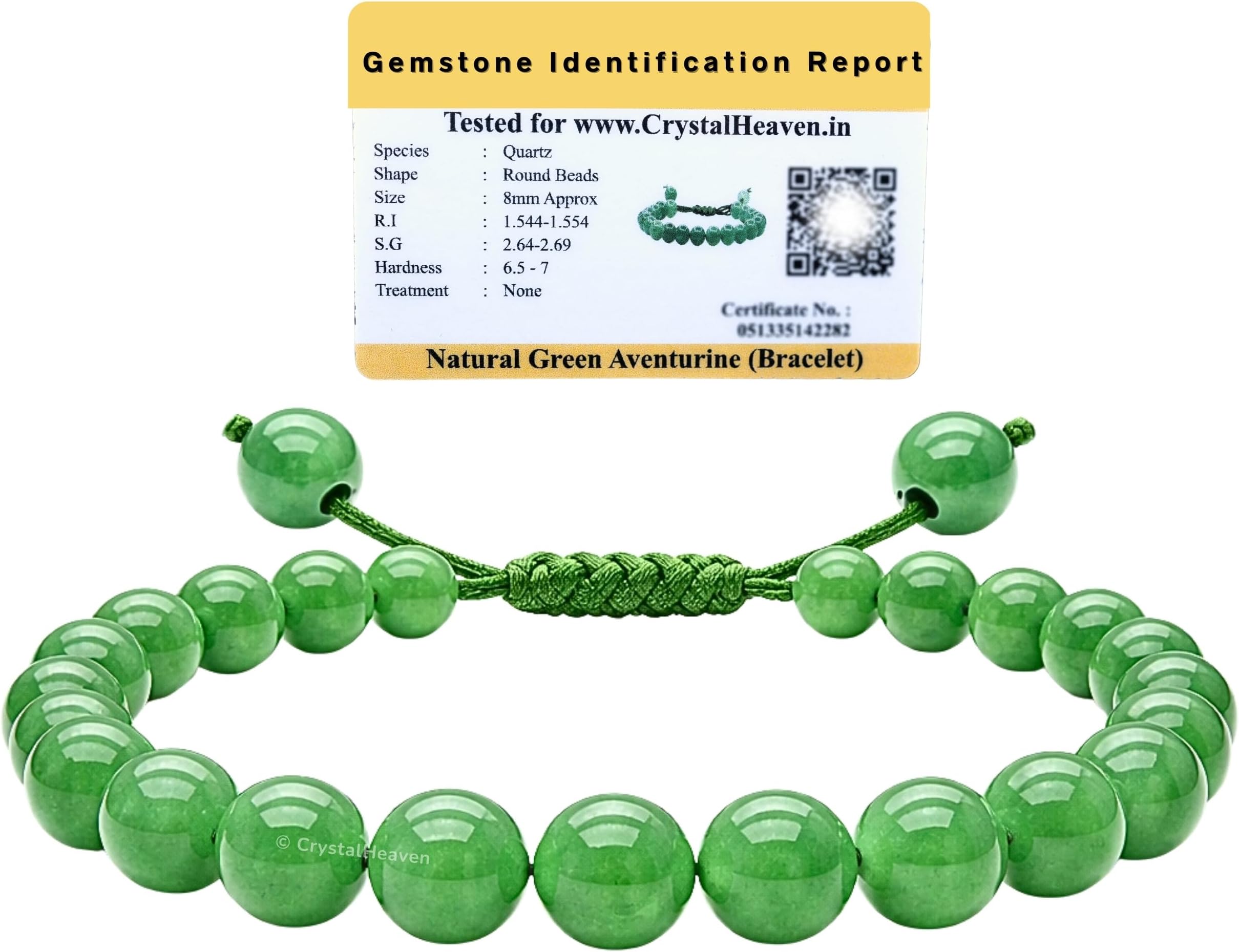 Crystal Heaven Certified Crystal Bracelet for Women Men with Healing Crystal and Reiki Stone - Original Authentic Gemstone Adjustable Beaded Bracelet for Money, Wealth Success & Positive Energy
