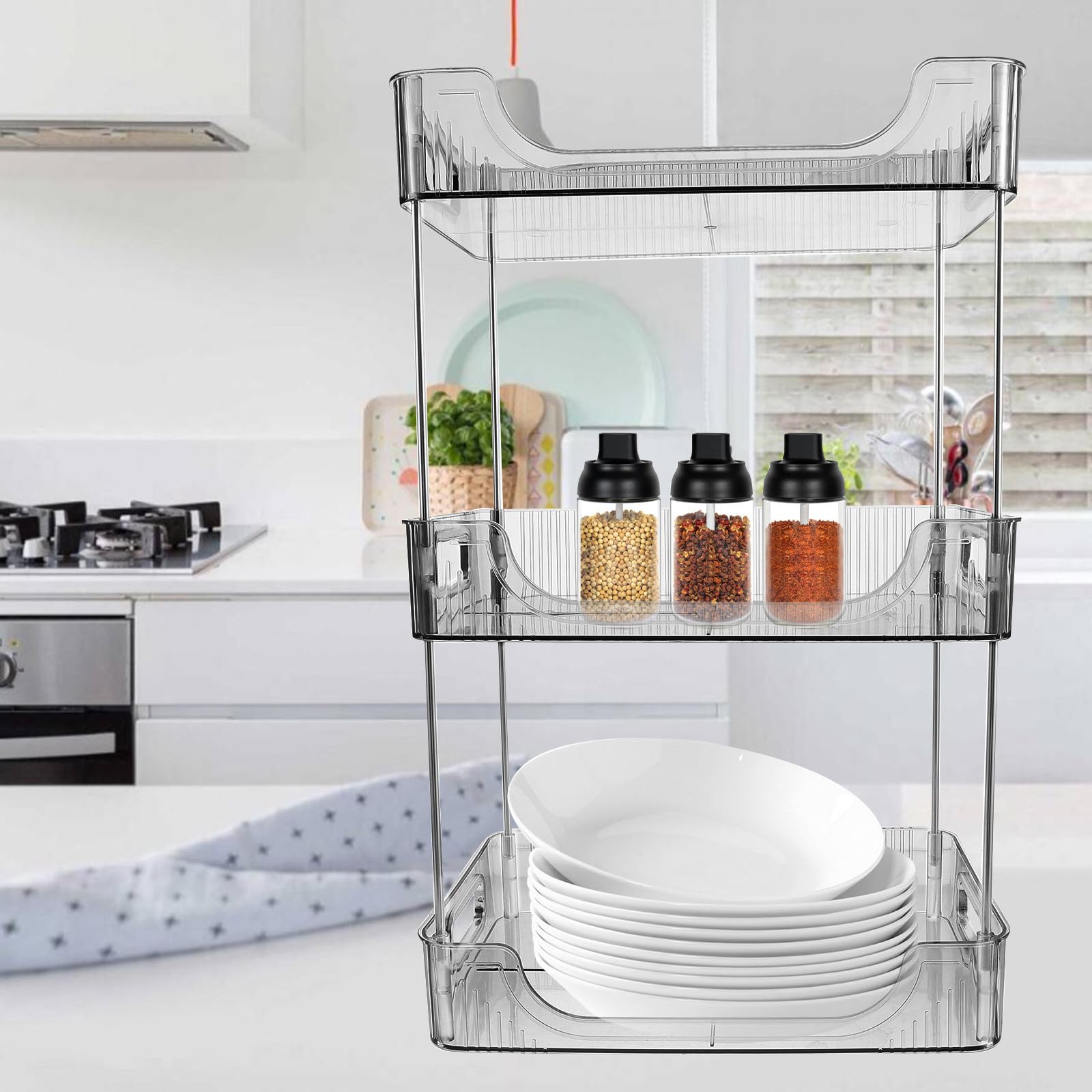 Organizzatore da Bagno a Tre Livelli in Acciaio Inox e PET
