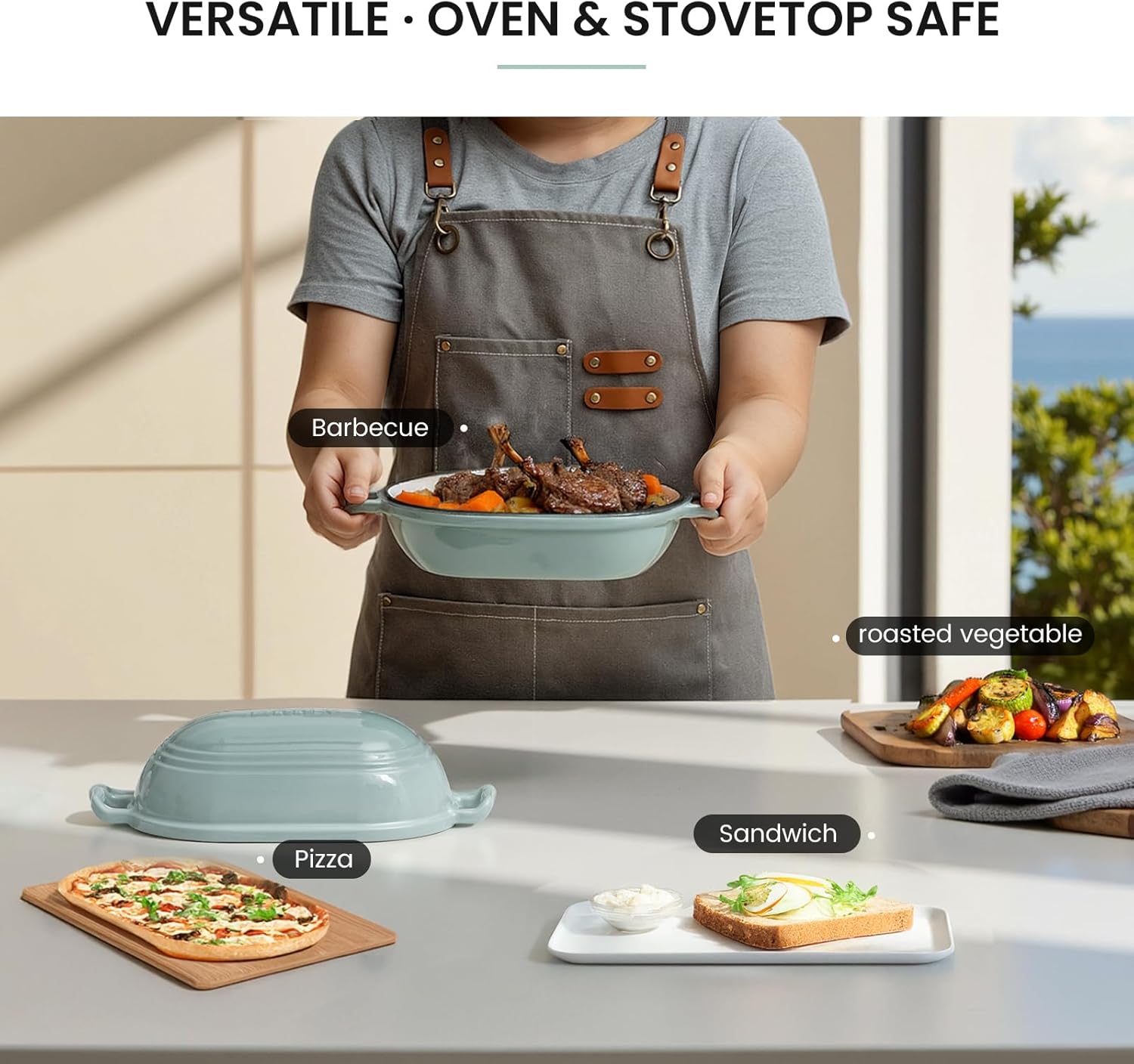 Enameled Cast Iron Dutch Oven for Sourdough Bread Baking,9 x 5-4/5 Inch Oval Cast Iron Bread Pan with Lid,Dutch Oven for Homemade Sourdough Baking,2.8QT Meatloaf Pan,Oven Safe - Image 6