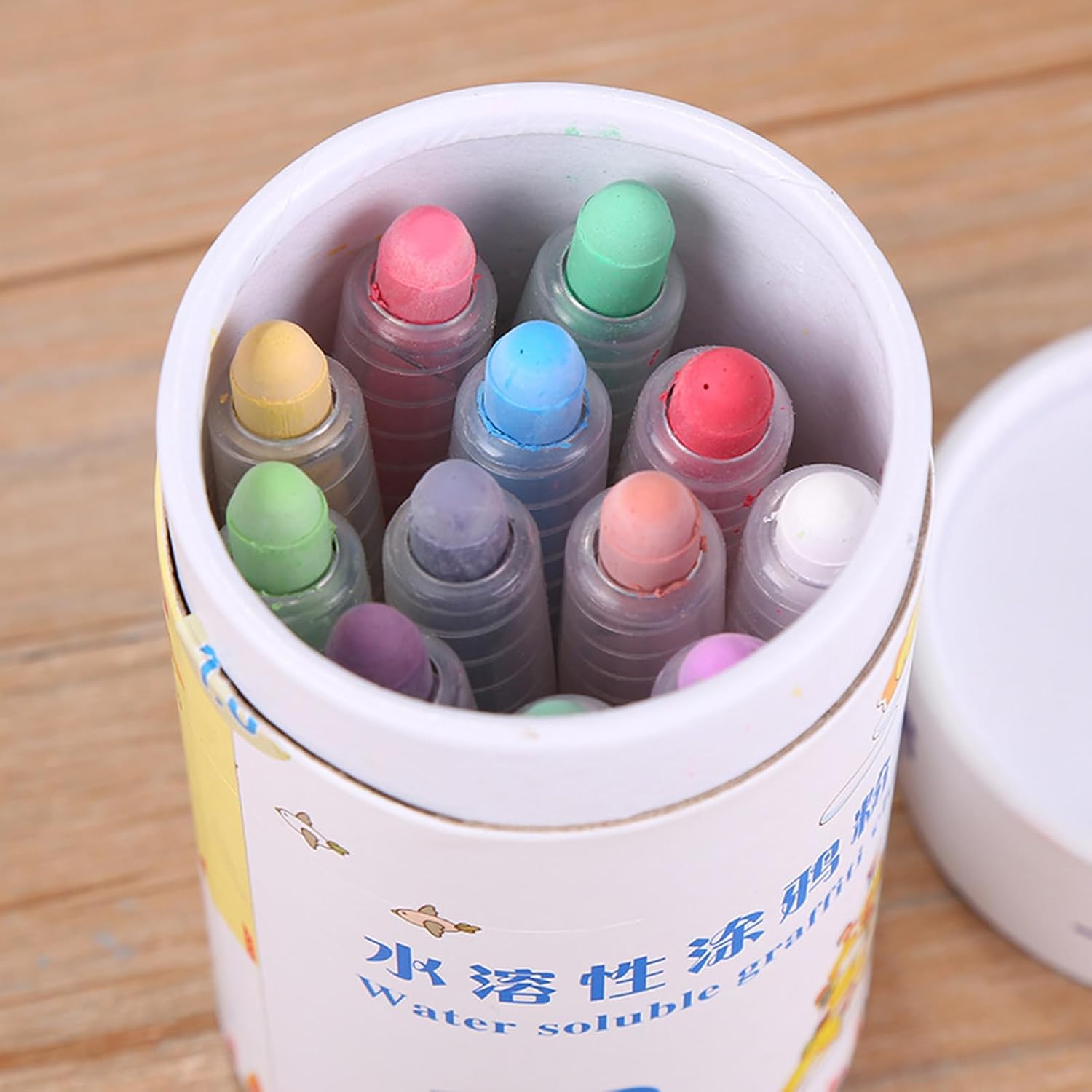 12Pcs Washable Sidewalk Chalk with Chalk Holder Colorful Pen for Blackboards Drawing Writing Outdoor Water Soluble