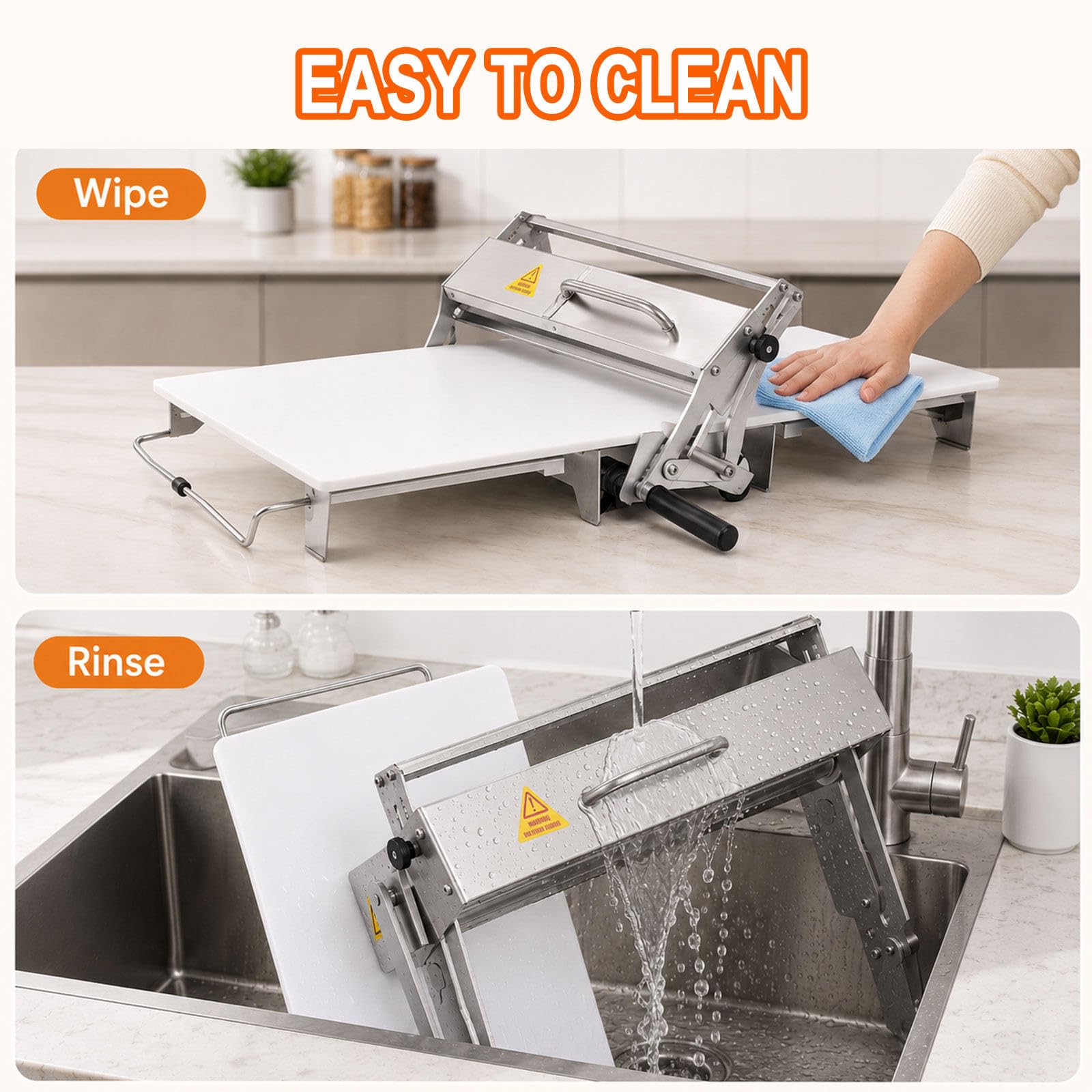 Stendetrice per Croissant e pasticcini – Macchina per impastare Pieghevole da banco in Acciaio Inox, Spessore Regolabile da 0 a 25 mm, per Uso Domestico e per Piccole panetterie 90x40cm