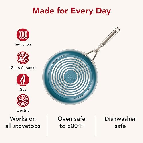 Miniatura 8 de KitchenAid Juego de ollas y sartenes antiadherentes de inducción de cerámica anodizada dura con cacerolas, sartenes, olla y tapas, apto para