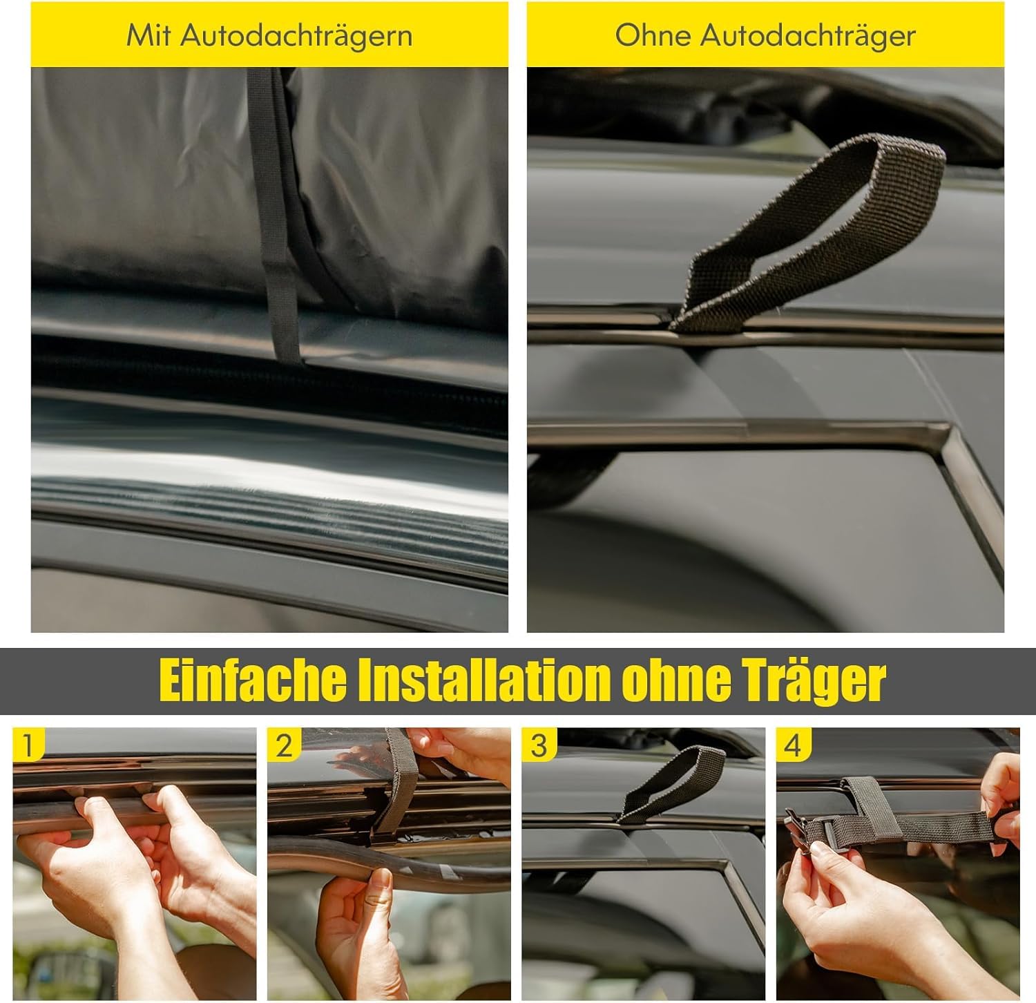 FANTASK Box da tetto da 600 l, con 6 ganci per porte, per auto e SUV, impermeabile, serratura a combinazione, tappetino antiscivolo e borsa per il trasporto, borsa pieghevole da tetto