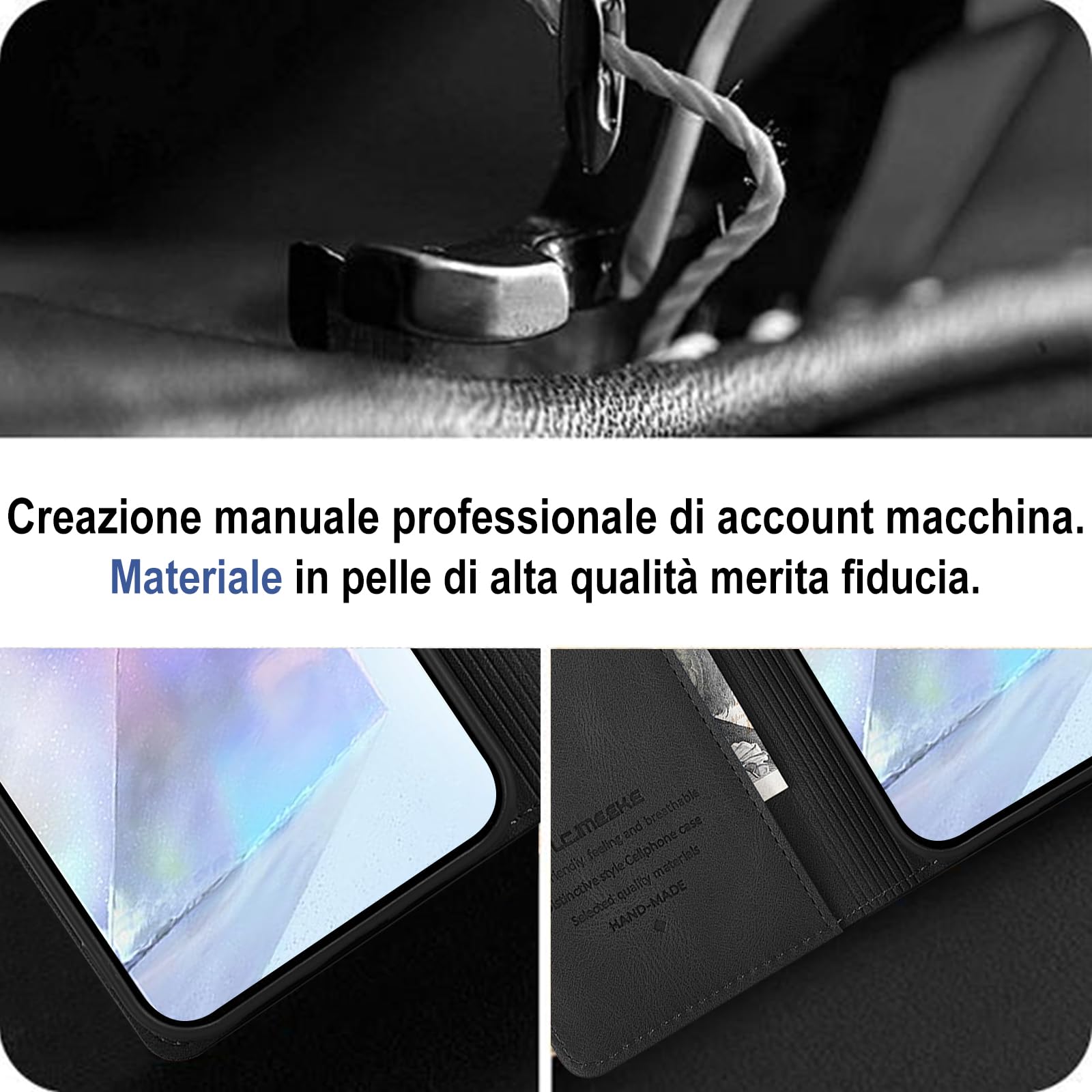 Giyer Cover per Samsung Galaxy A56 5G Custodia con Vetro Temperato, Premium Pelle PU Portafoglio Slot per Scheda RFID Antifurto Funzione Supporto Flip Case, Antiurto per Samsung A56 5G Cover (Nero)