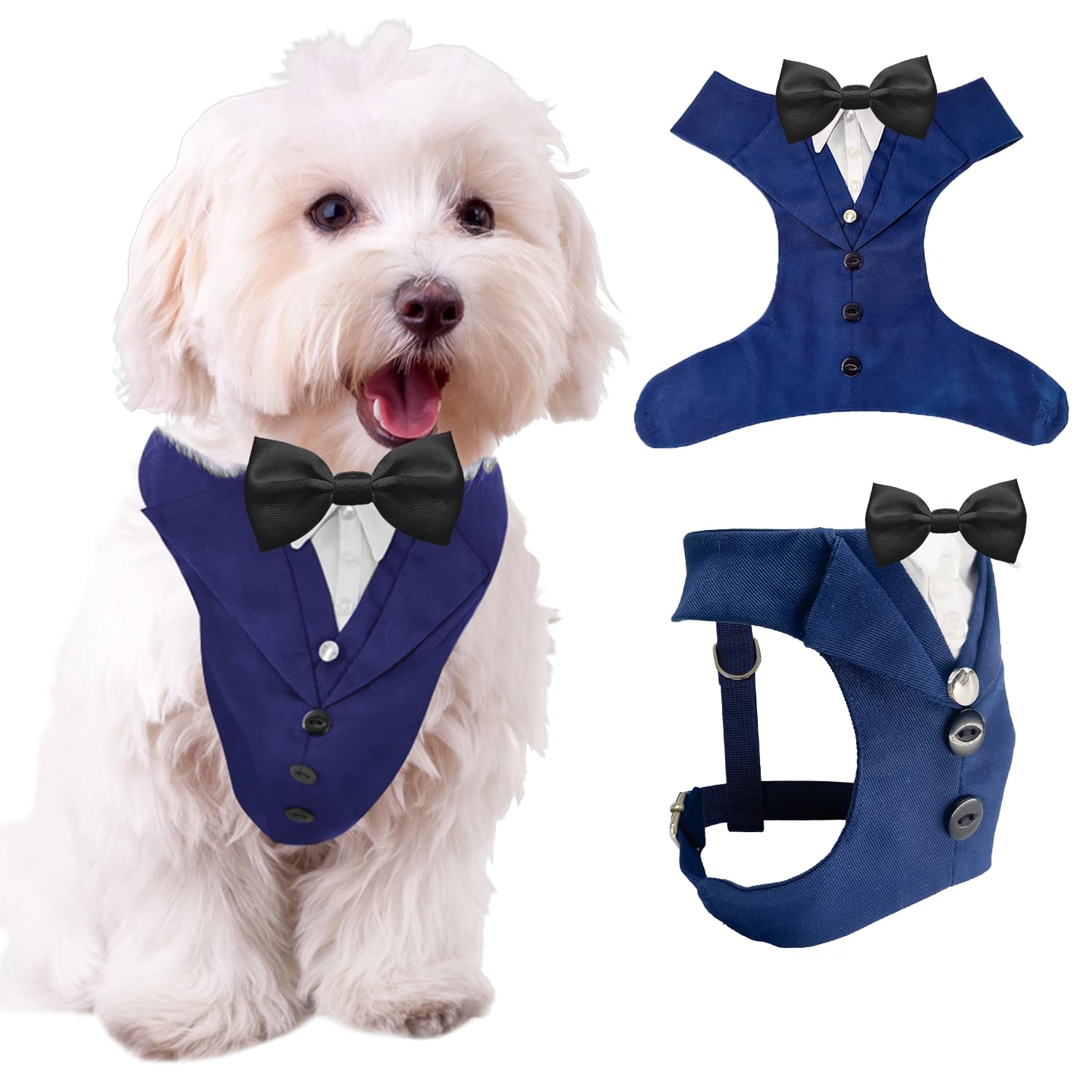 AVERYDAY Dog Tuxedo for Wedding Outfit, Dog Suit and Tie Costumes for Birthday, Halloween, Cosplay, Christmas Party, Pet Formal Wear with Bowtie, Tux for Small Dogs, Chihuahua, Bichon, Maltese, Cats
