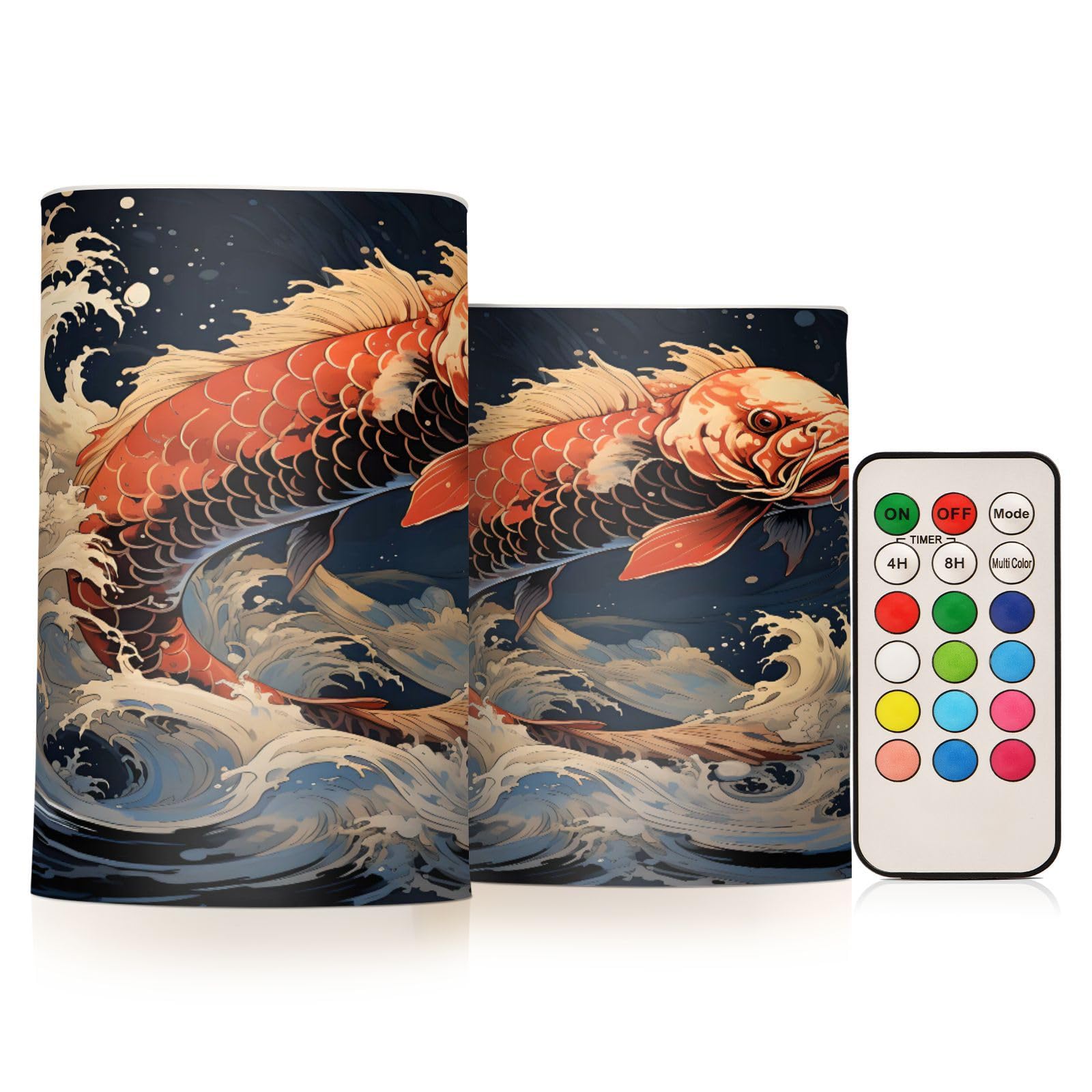 ALAZA Fish (1) Flickering Flameless Candles Battery Operated with Remote Timer,Tea Light Candles LED Pillar Votive Candles Set of 2 for Outdoor Indoor Decorations