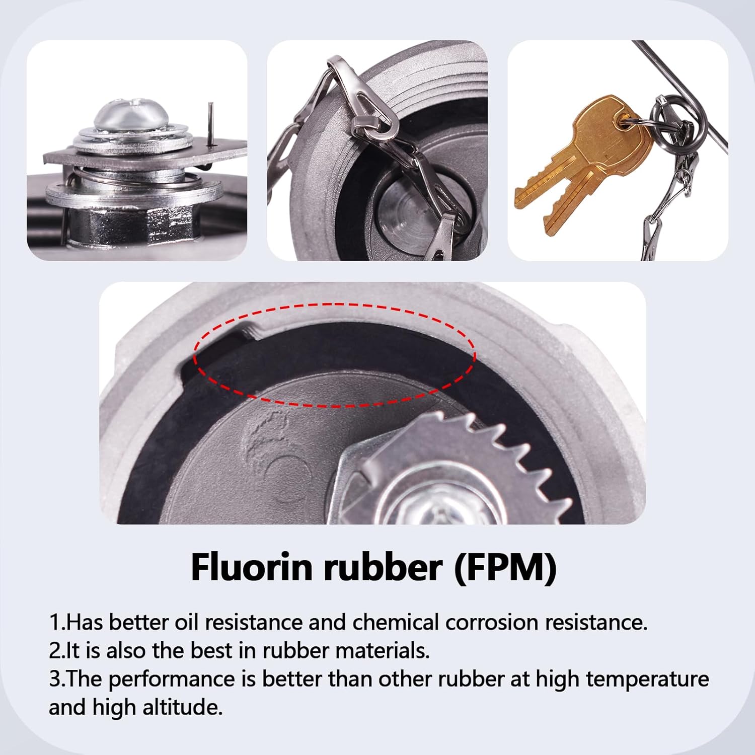 Locking Diesel Fuel Cap 2 3/8" Compatible with Freightliner M2 Small Semi Box Trucks Fuel Caps Replace FTA-C-13, with Rubber Leak-Proof Gasket and Key