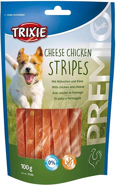 TRIXIE Paski z kurczaka bez glutenu "PREMIO Cheese Chicken Stripes, 100 g" - 31586