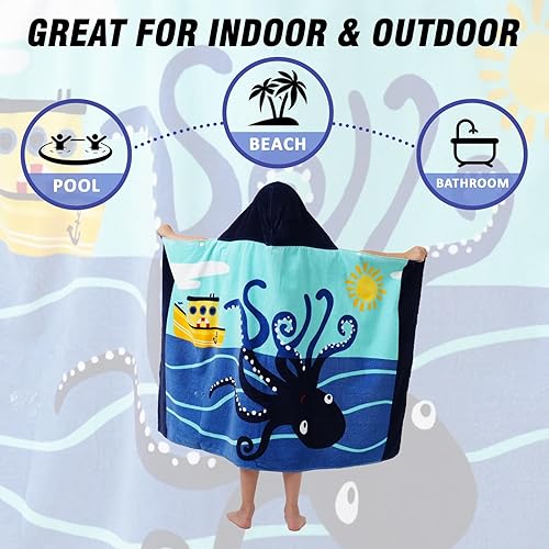 Miniatura 23 de Toallas de baño para niños, toalla para niños con capucha para playa, baño, piscina, toallas de natación de 30 x 50 pulgadas, tamaño grande, ultra