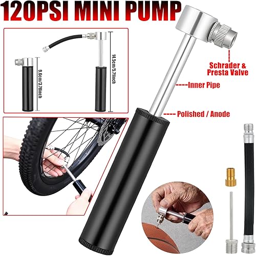 Miniatura 4 de Kit de herramientas de bicicleta de 28 piezas, juego de reparación de bicicletas portátil, juego de neumáticos planos para bicicleta con mini bomba,