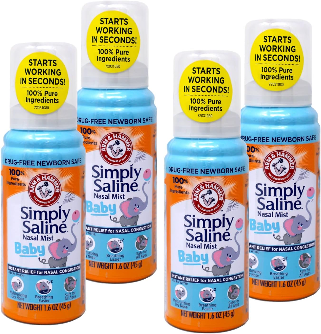 Arm & Hammer Baby Nasal Spray 0.9%, 1.6oz Pack of 4 / 022600029205A352