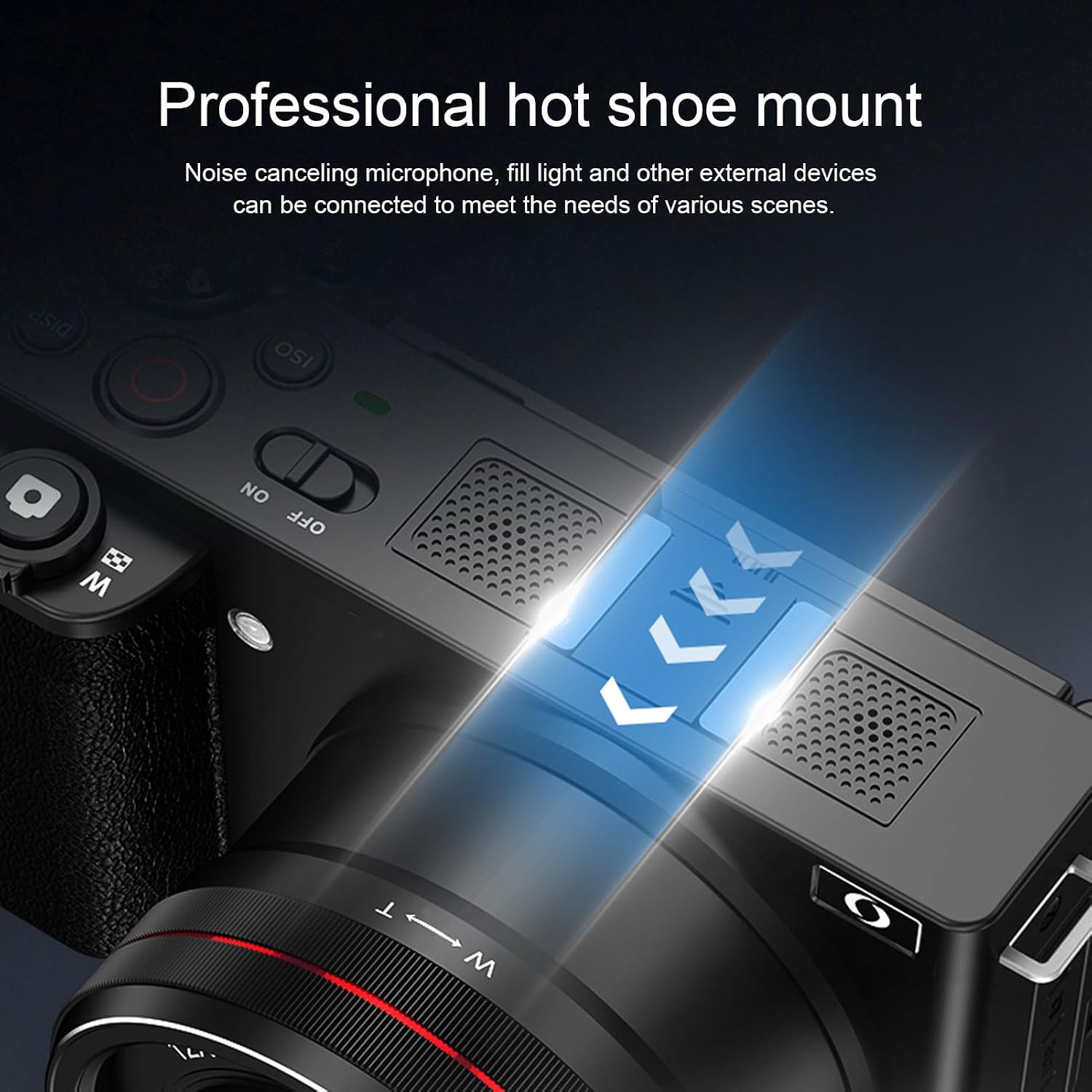 Close-up of the professional hot shoe mount on the PUSOKEI camera