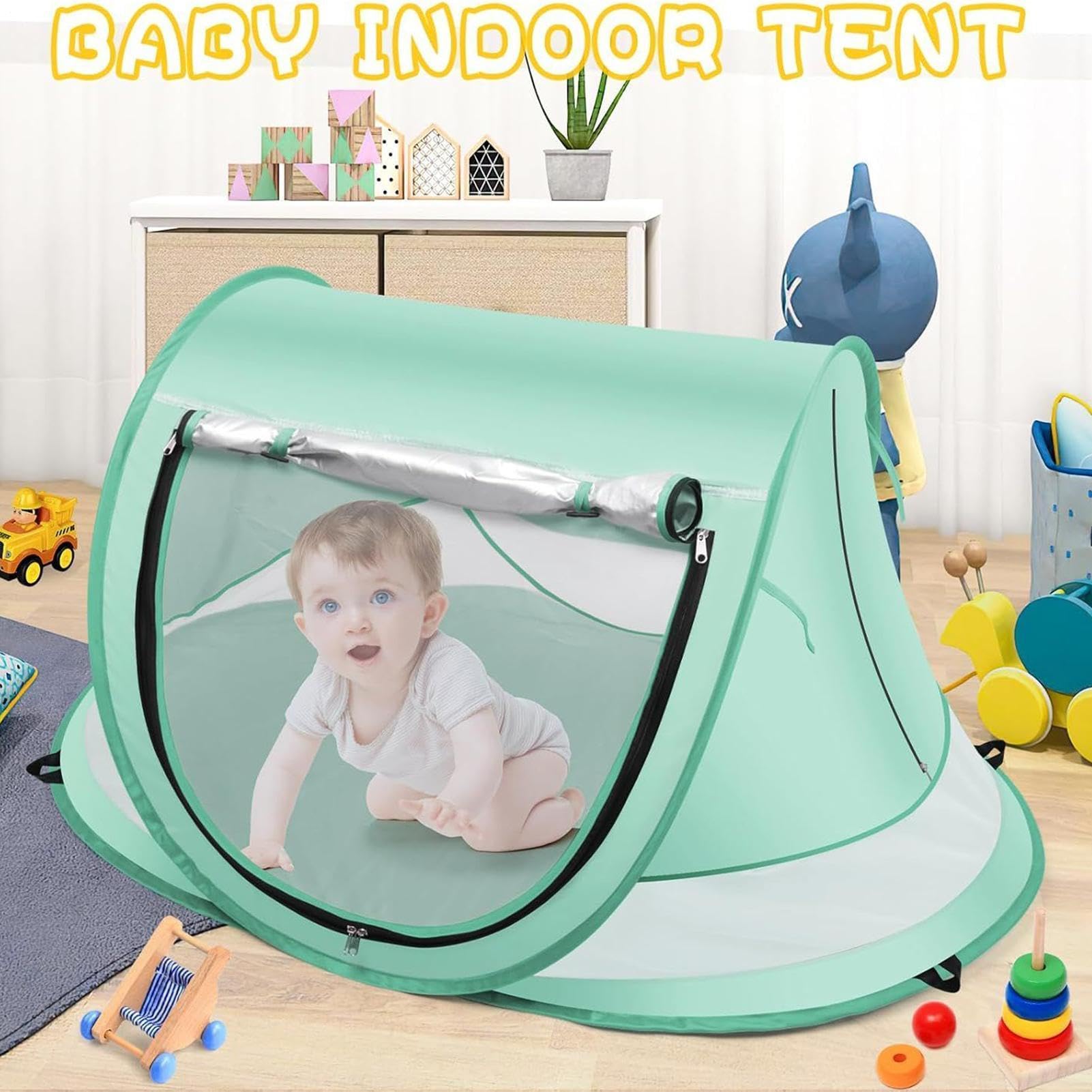 Tente de Plage - UPF 50+ auvent Pliant Enfant,Tente Anti-UV Résistante pour Petits,pour Voyages, Camping, Pique-niques, Jardin, Parc et Vacances en Plein air