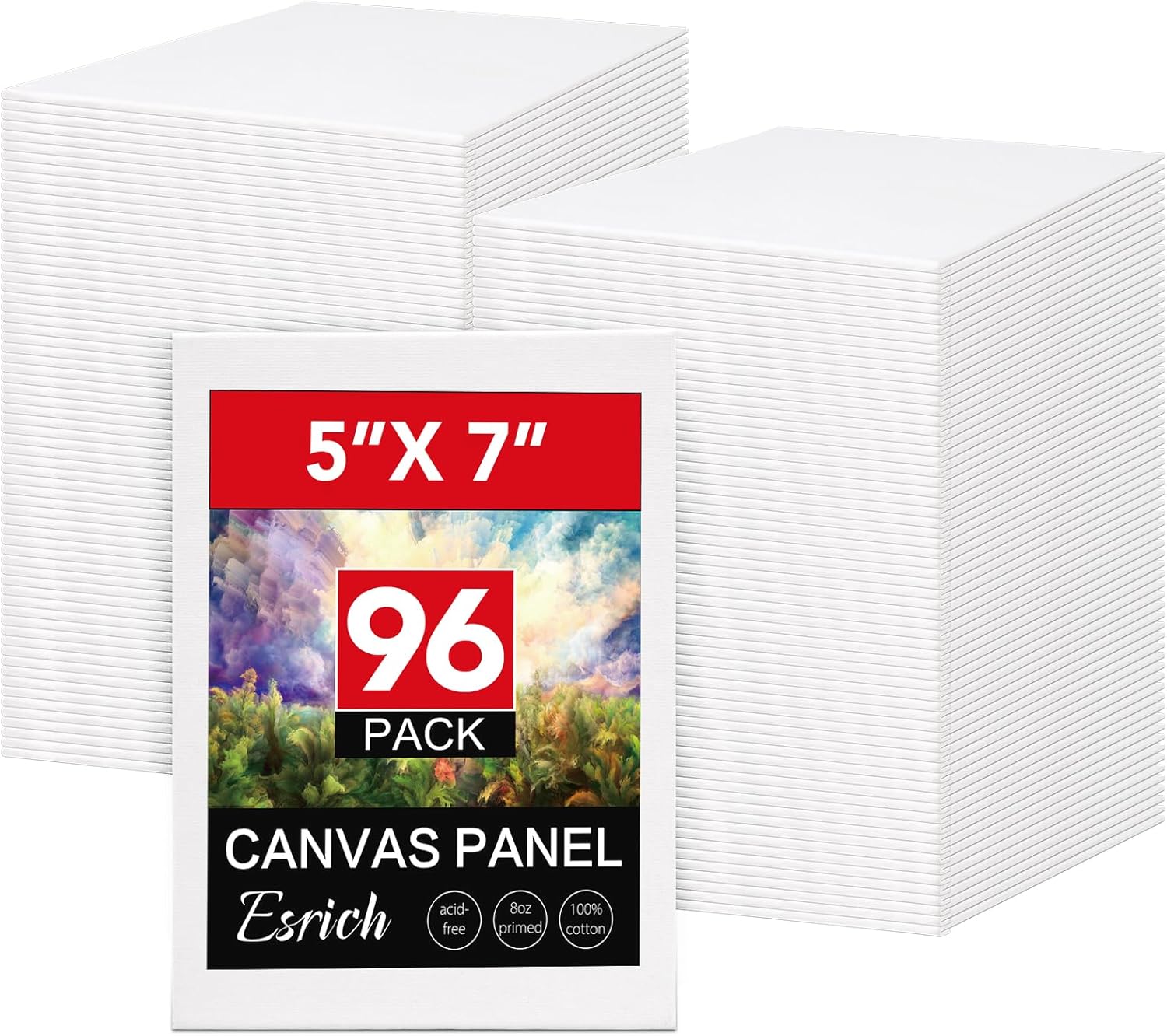 ESRICH Small Canvases for Painting 5x7IN, 96 Pack Mini Canvases for Painting Primed Acid-Free Blank Painting Canvas Panels for Oil Paint, Watercolor, Acrylic Paint, Gouache &Tempera.
