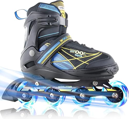 Woolitime Cuchillas deportivas ajustables para niñas y niños con todas las ruedas iluminadoras patines en línea seguros y duraderos patines para