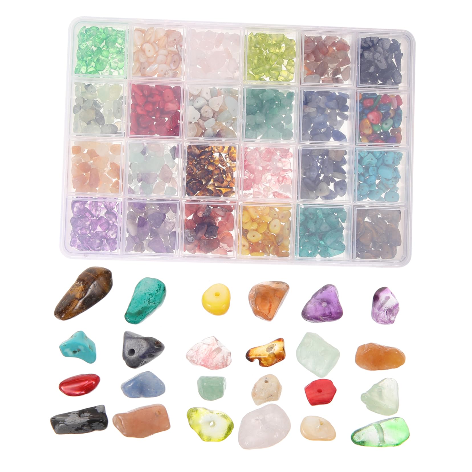 Cuentas Artesanales de Piedra Natural para Pulseras Diy, 24 Compartimentos
