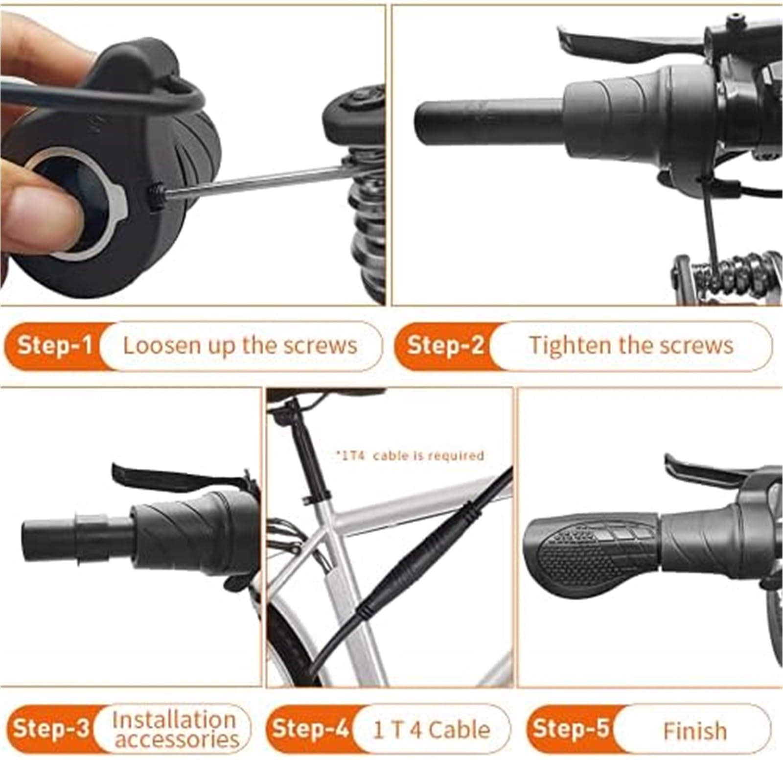 Bicicletta elettrica Maniglia sinistra 76X Acceleratore a mezza torsione 24V 36V 48V 60V 72V Spina impermeabile Acceleratore a pollice per scooter