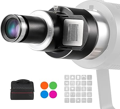 Bowens Mount Optical Snoot - 4 Color Filters, 25 Gobos | Carrying Bag, Compatible with Aputure/Godox | Projection Spotlight for Portrait, Creative Video & Photography