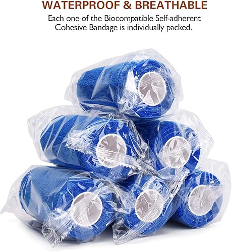 Miniatura 3 de Gsbomzap Paquete de 12 vendajes cohesivos autoadherentes, cinta elástica de primeros auxilios de 5 yardas, envoltura médica para protección