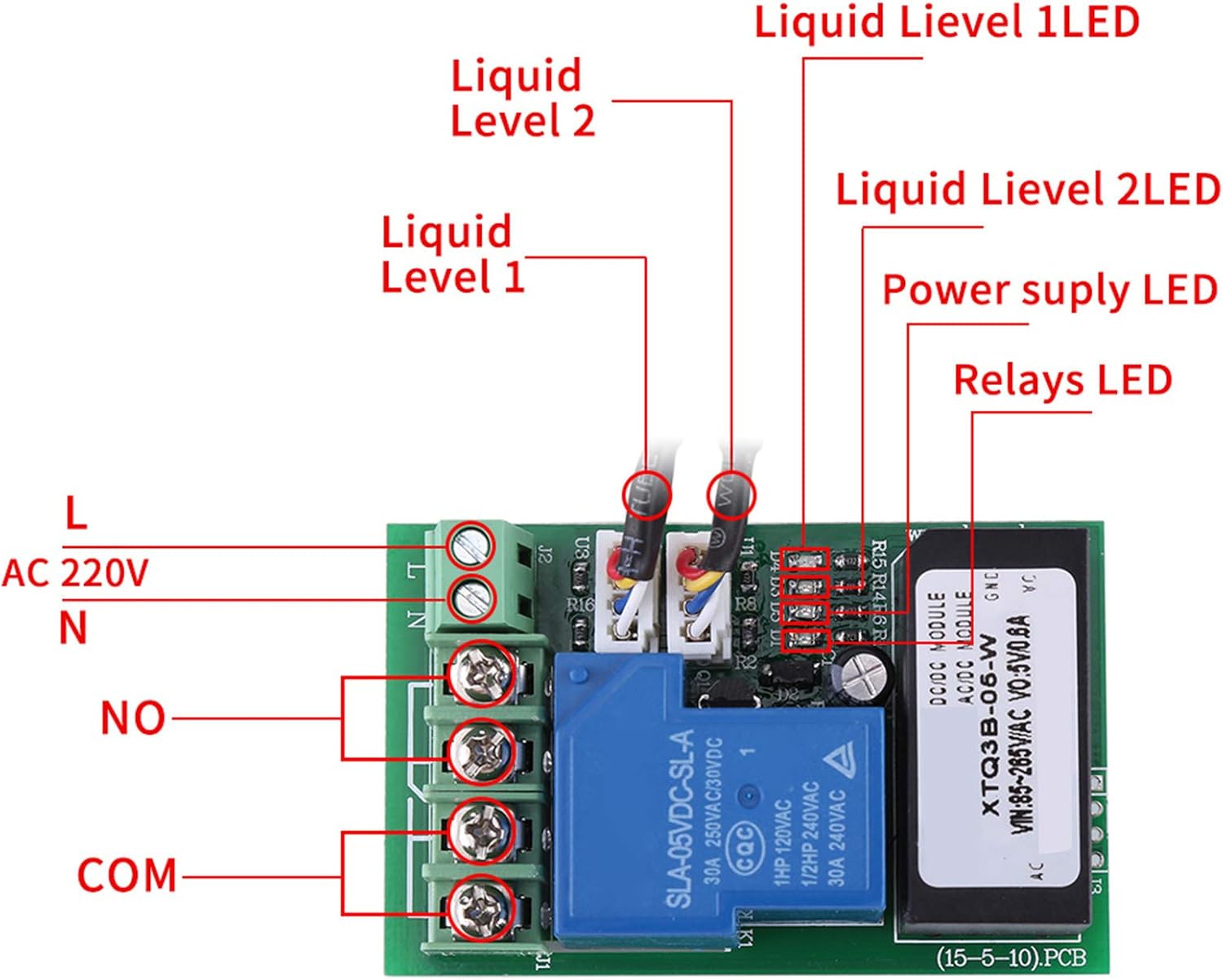 Mumusuki Water Detection Sensor Liquid, Liquid Level Detector Liquid Level Sensor Sensor, Dual Sensor Module, Infrared Liquid Sensor, Dual Alarm, DoubleLevel Alarm Control Module, Working