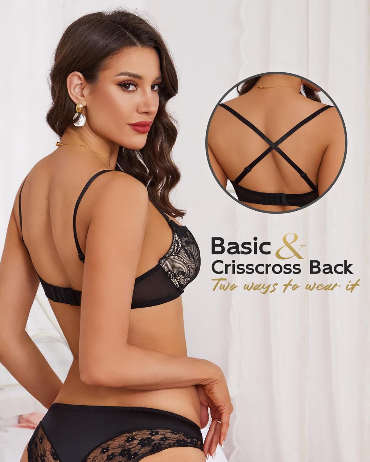 Women's Balconette Bra Sexy Lace Bralettes Demi Underwire Low Cut Cotton Everyday Bras Half Cup Lingerie - Image 5