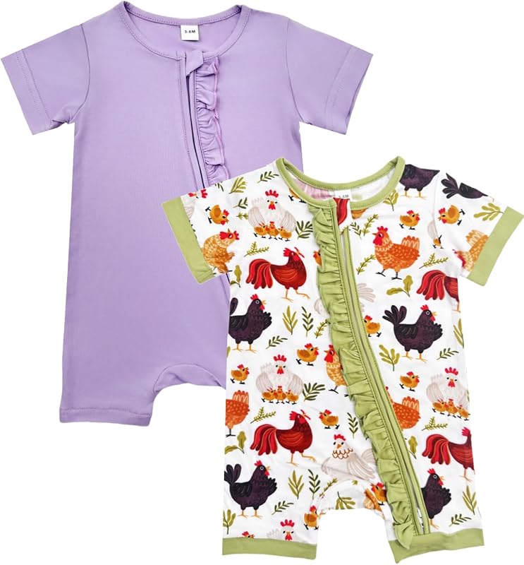 Bow Dream Baby Girl Romper Paquete de 2 Ropas de Bambú Rayón Baby Boy Jersey de Manga Corta Rompers de una Pieza Verano