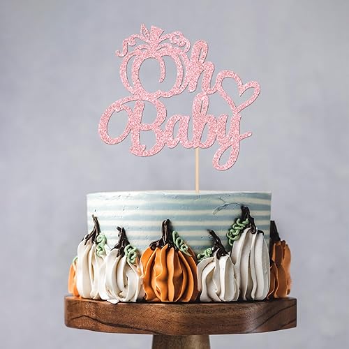 Miniatura 193 de 24 piezas de calabaza Oh Baby Cupcake Toppers Glitter Heart Feet Baby Shower Cupcake Picks para otoño, Acción de Gracias, tema de otoño, baby