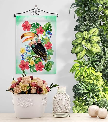 Miniatura 11 de Juego de bandera de jardín de tucán tropical, colgador de pared, costero, océano, playa, conchas marinas, piña, decoración de casa, pancarta, regalo