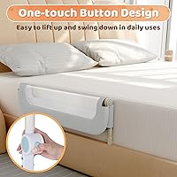 Vista 2 de omzer Riel de protección de cama para niños pequeños - Barandilla de seguridad para bebé de 32 pulgadas, plegable y con alturas ajustables