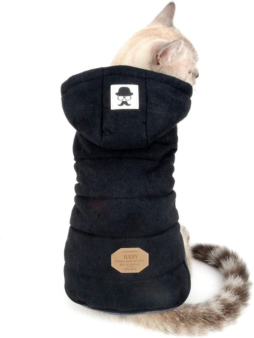 SELMAI Winter Coats for Small Dog Cat Puppy Hoodies Pet Clothes Jacket Chihuahua Yorkie Walking Outdoor in Cold Weather Black S