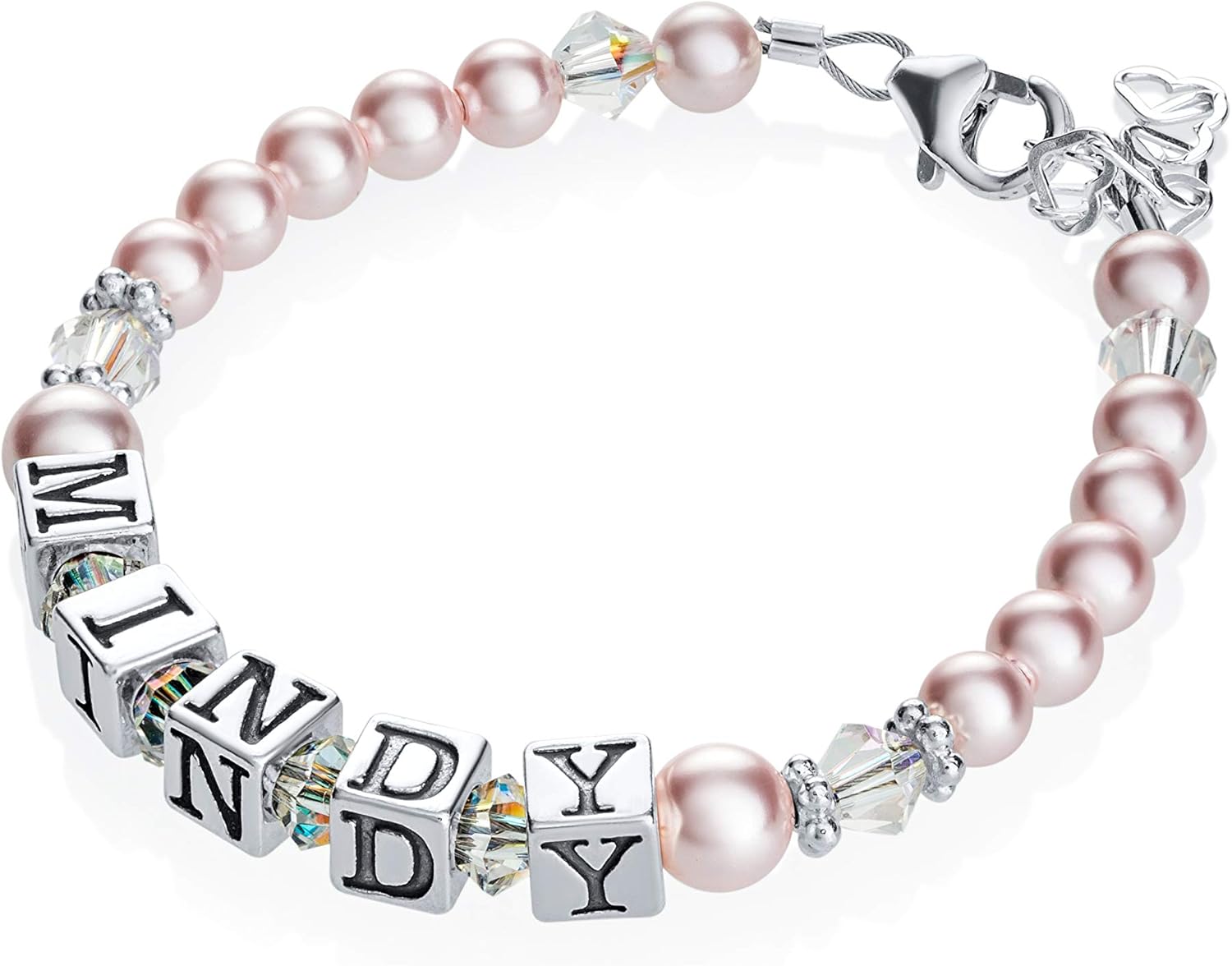 Custom Baby Bracelets with Name for Infant Girls | Sterling Silver with European Crystals | Personalized Baby Birthday Gifts for Boys and Girls | Baby Jewelry for Girls, Teens, and Adults