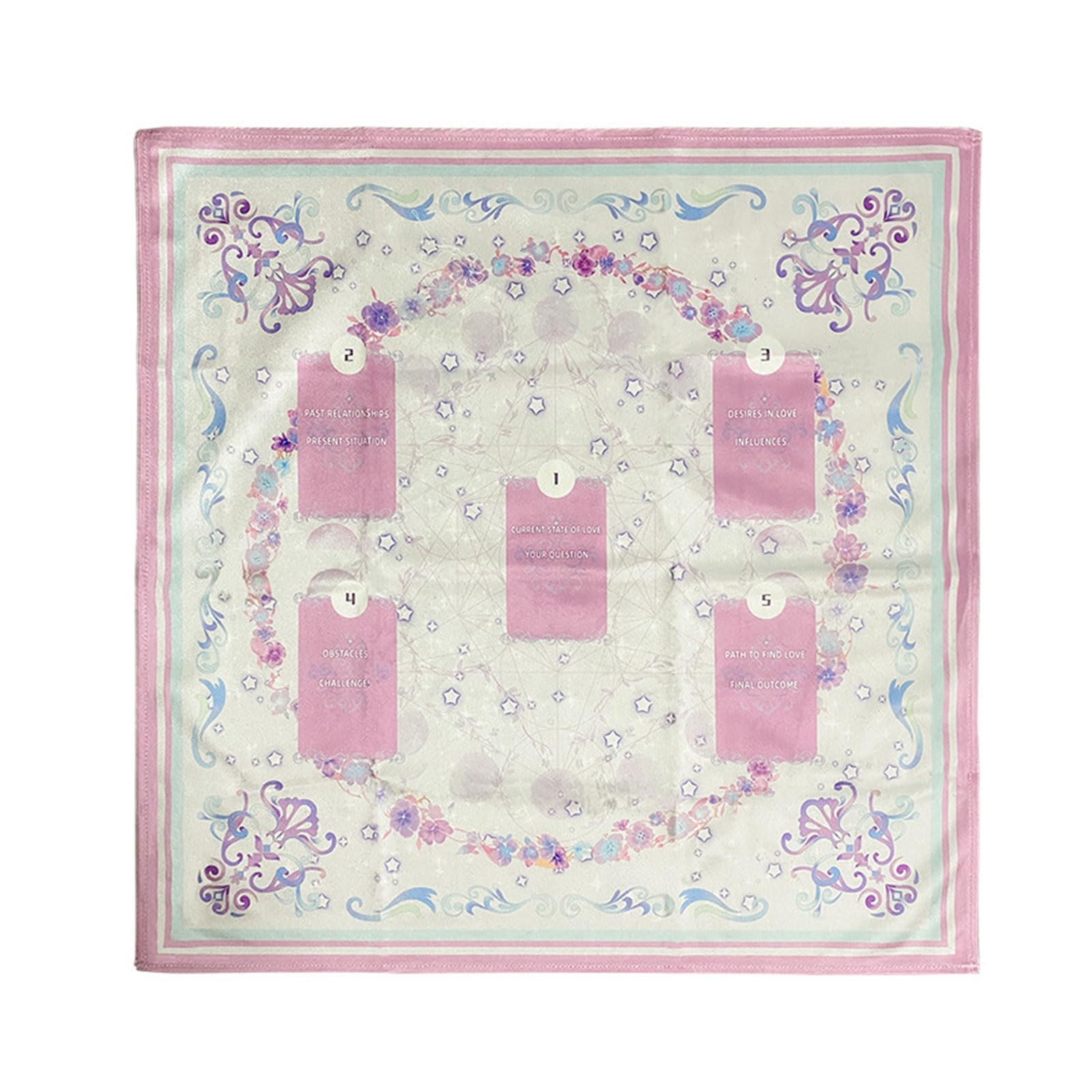 Nappe de tarot rose carrée pour divinations et astrologie