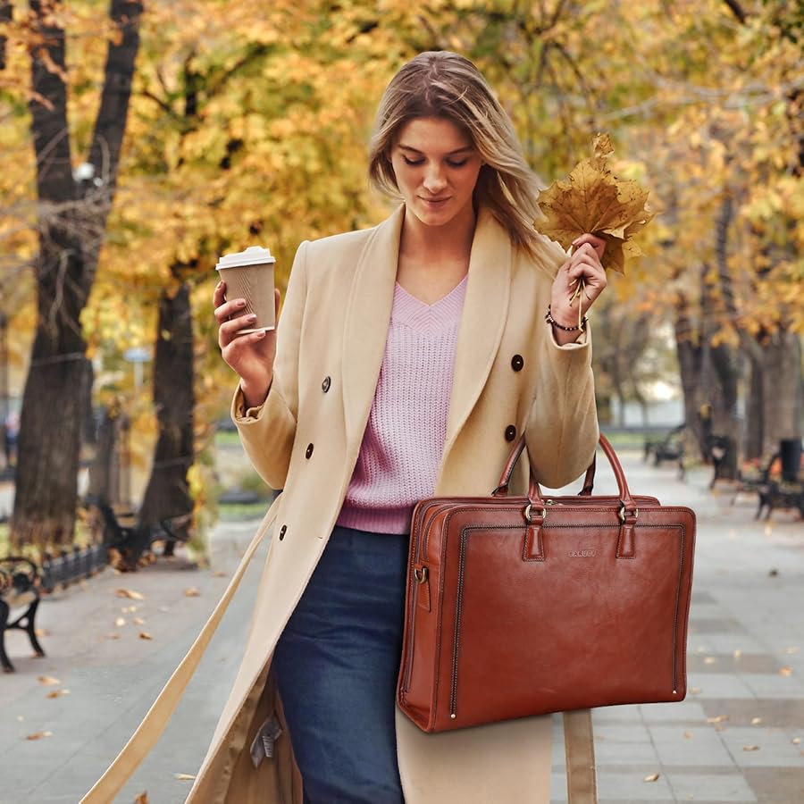 Messenger Bag Banuce Full Grain Leather Briefcase Work Bag In