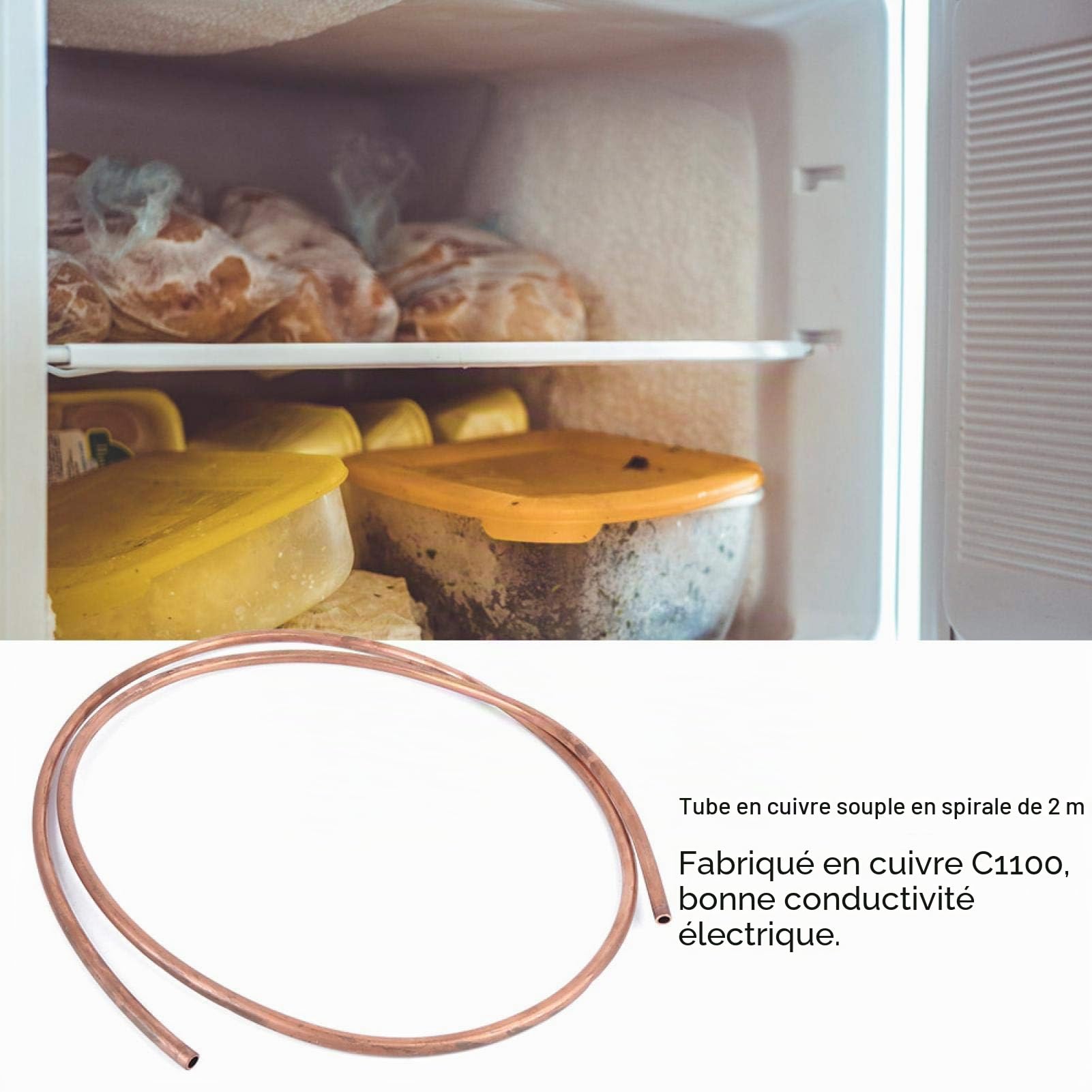 Dilwe Tube en cuivre C1100 T2, Diamètre extérieur 10 mm, Diamètre intérieur 8 mm, Tube de réfrigération en cuivre de haute qualité, Longueur 2M, 1