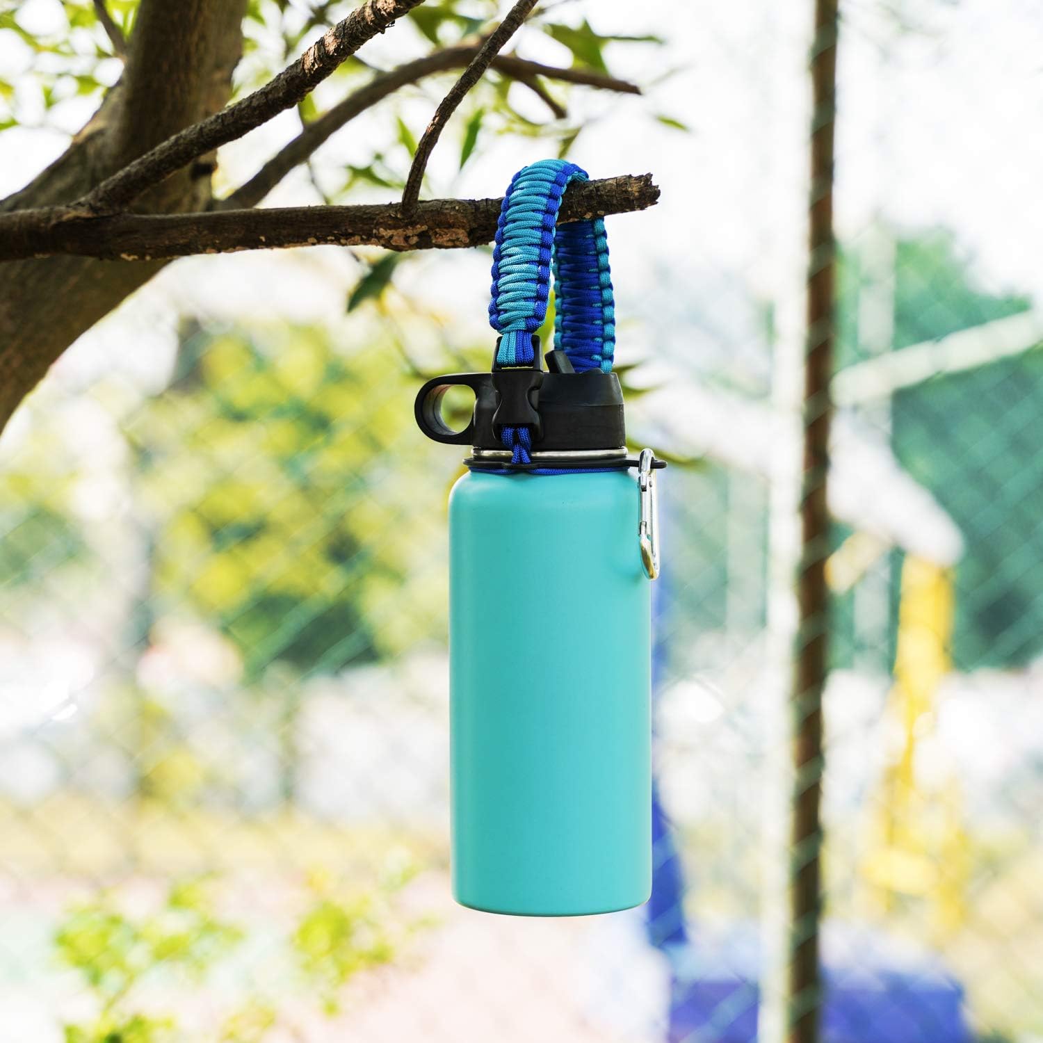 REHTAEL Paracord Handle for Hydro Flask, [Improved Design] Handle Carrier Strap Holder for Hydroflask with Safety Ring and Carabiner, Fits Wide Mouth Water Bottles 12oz - 64oz, Ideal Flask Accessories