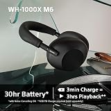 SONY WH-1000XM6 Flagship Noise Cancelling Over-Ear Wireless Bluetooth Headphones, Signature Hi-Res Sound, Comfort, Foldable Design, Durable Case, 30 HR Battery NC On, iOS & Android – Black - 8