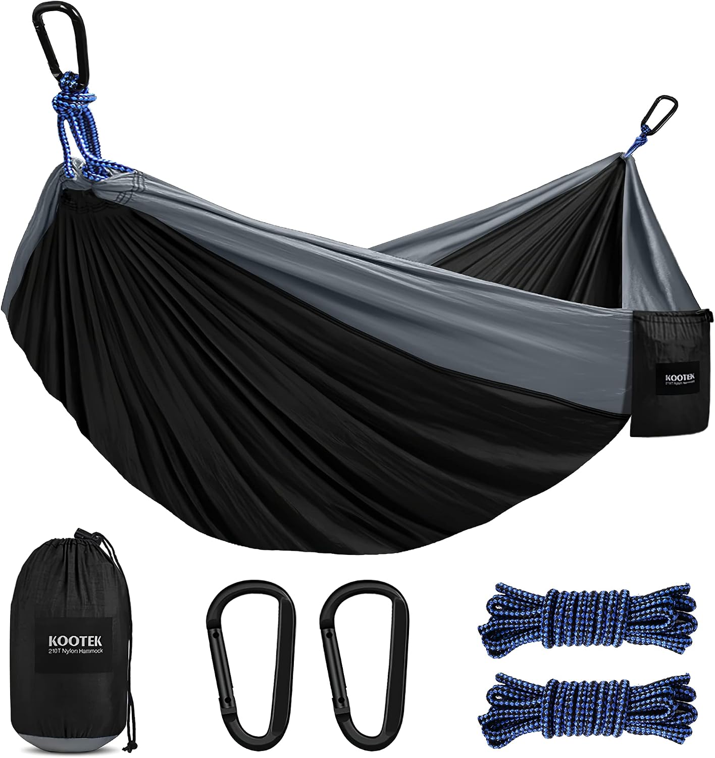 Kootek Camping Hammock Double & Single Portable Hammocks with 2 Hanging Ropes, Lightweight Nylon Parachute Hammocks for Backpacking, Travel, Beach, Backyard, Hiking