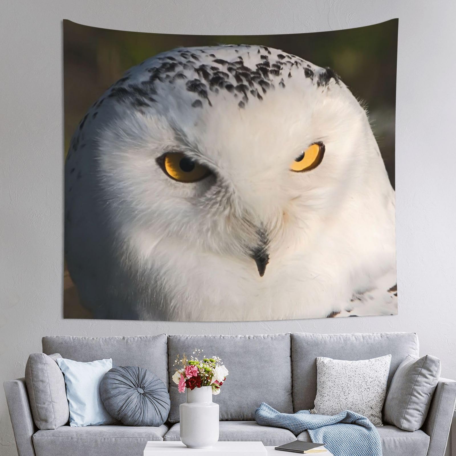 WKSGDSG Decoration Tapestry Wall Hanging For Bedroom, Snowy Owl Eyes, 152x130cm Dorm Decor, Lightweight Easy Hang Wall Art For Living Room, Aesthetic Tapestries For Outdoor, Ceiling, Doorway, Camping
