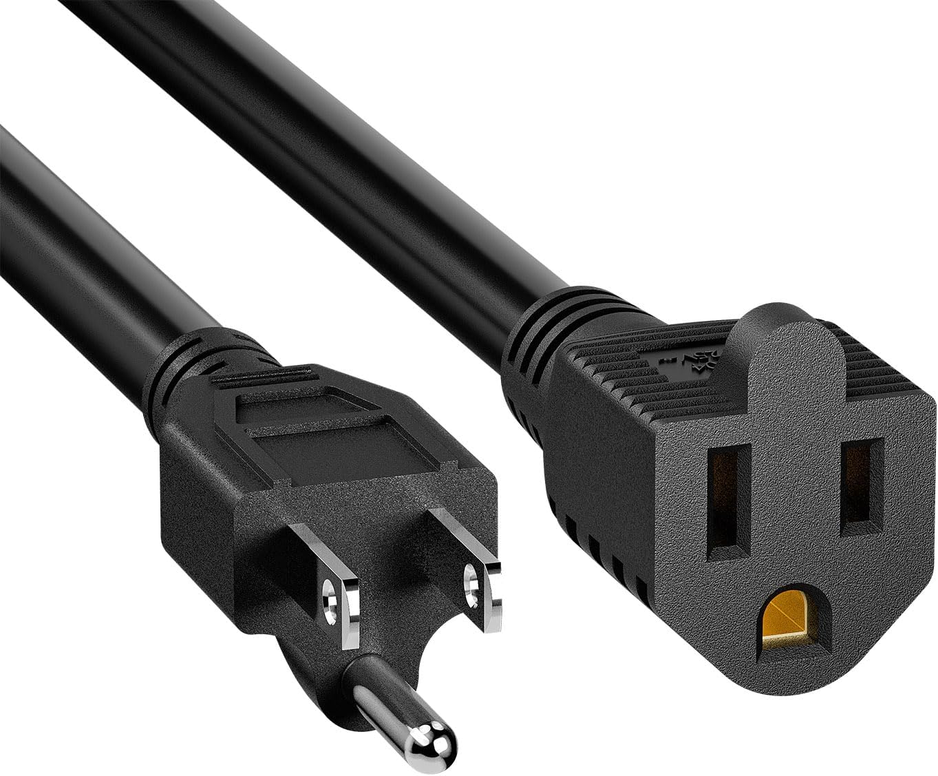 Waterproof Extension Switch Cord, Winxus Short 3 Prong Male to Female Extension Cord with Waterproof Inline Switch, NEMA 5-15P E SJTW 14AWG Black 1.5FT